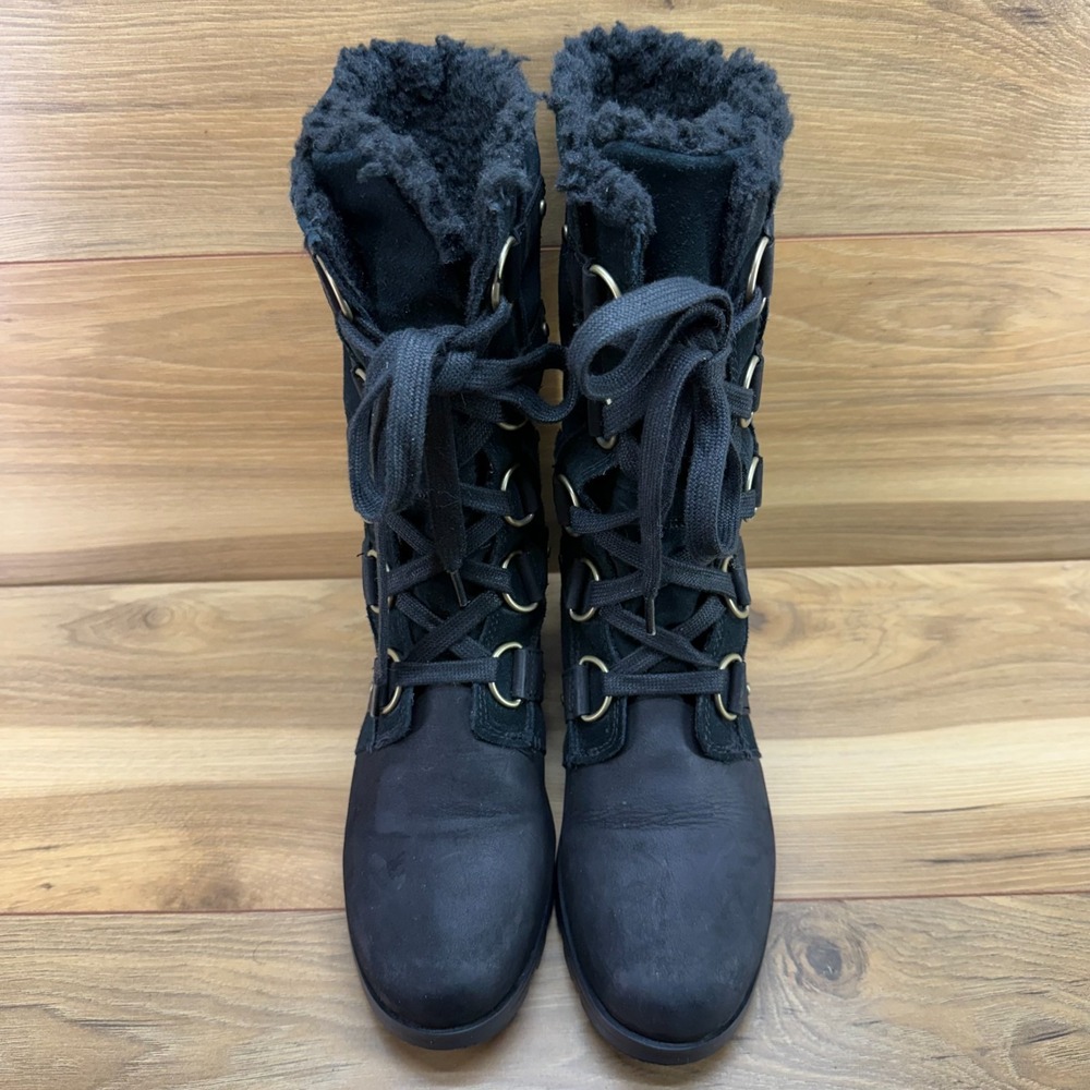 Sorel Emelie Lace Up Boots Womens 8 Black Waterproof Leather Gorpcore Outdoor - Picture 5 of 11